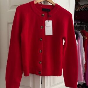 Zara Red Button-Up Women's Sweater